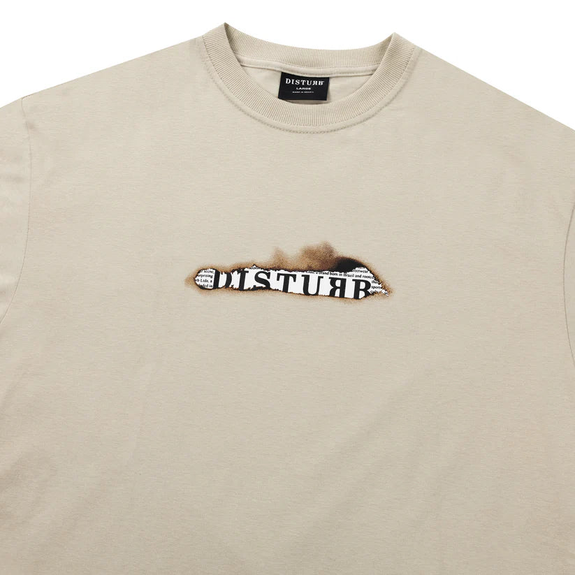 Disturb Logo News T-Shirt in Beige