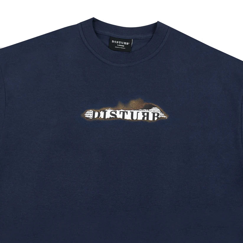 Disturb Logo News T-Shirt in Navy