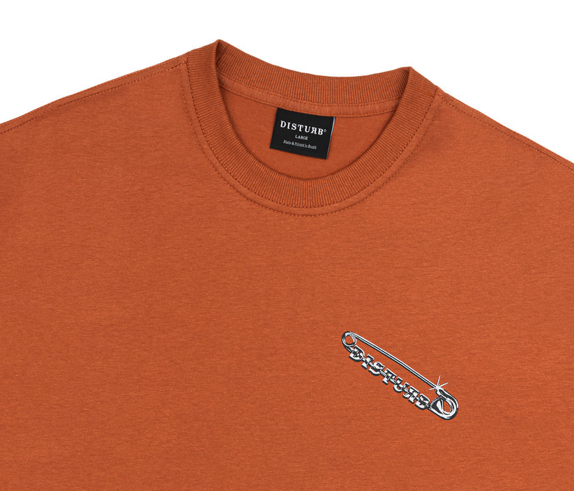 Disturb Safety Pin T-Shirt in Orange