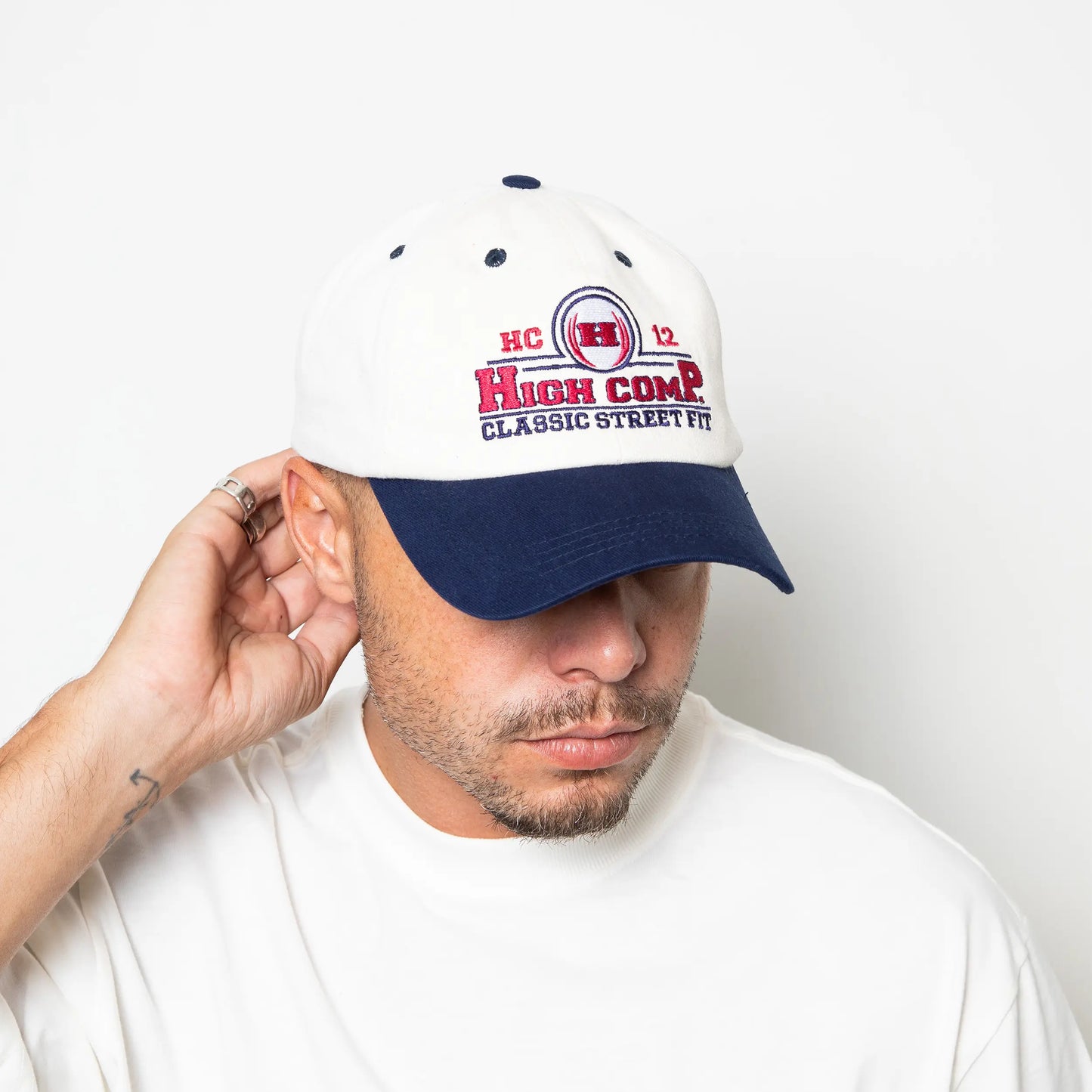 High Company 6 Panel Varsity White/Blue