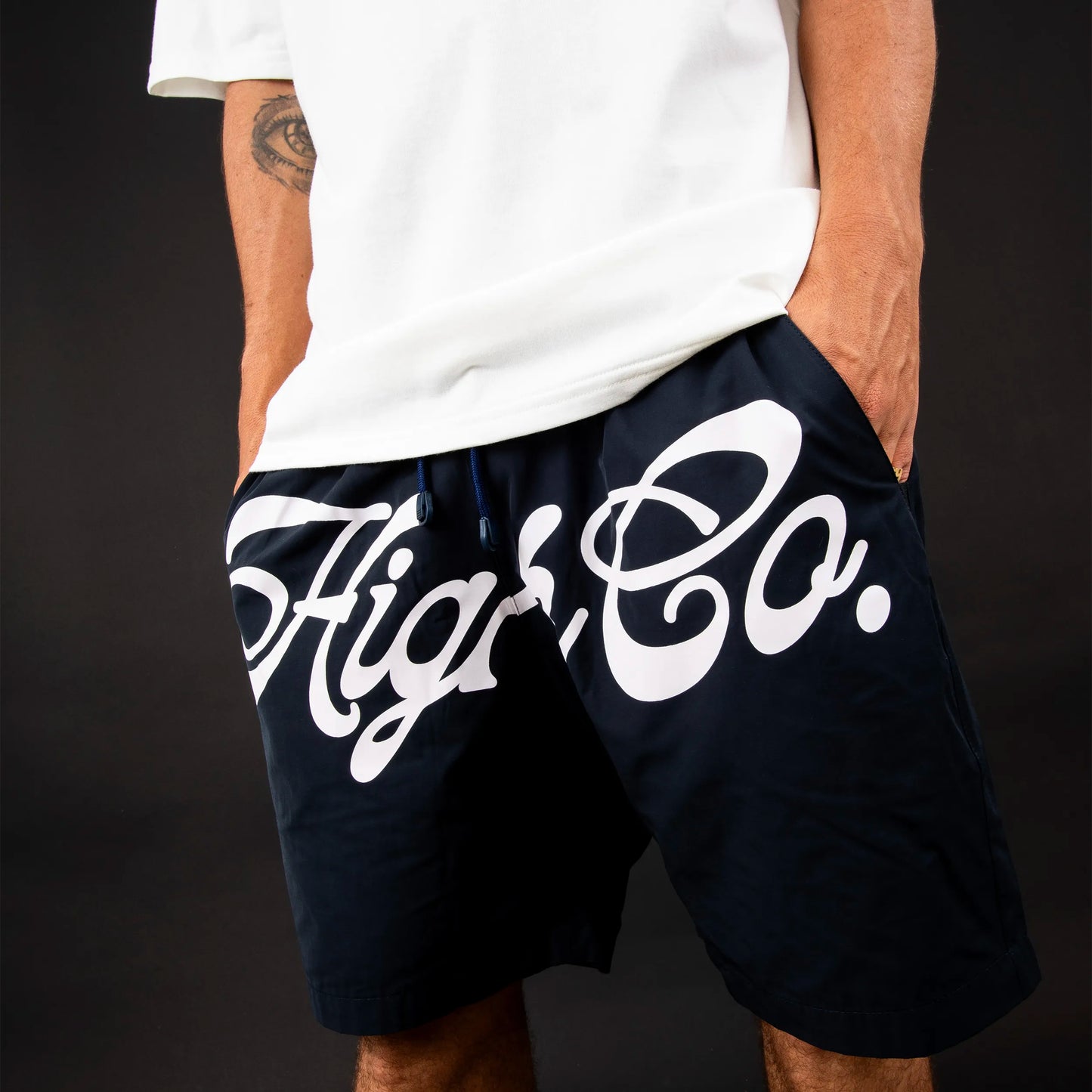 High Company Shorts Script Navy
