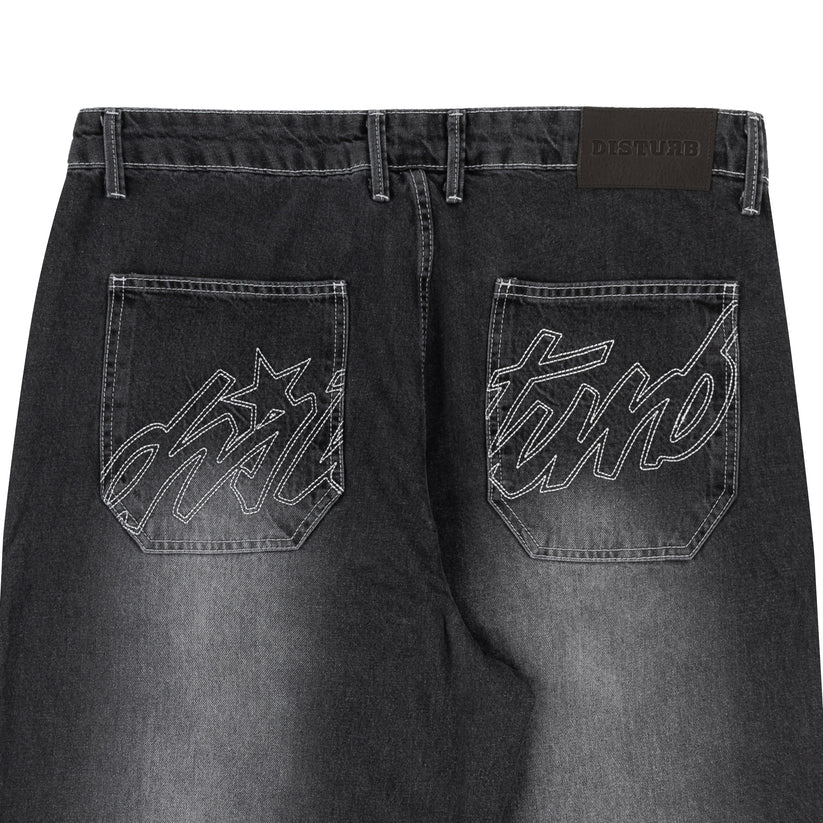 Disturb Faded Denin Pants in Black