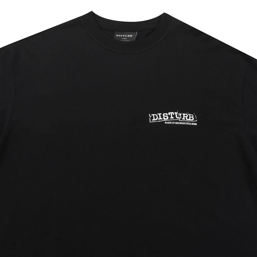Disturb Shiny T-Shirt in Black