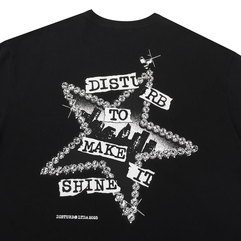 Disturb Shiny T-Shirt in Black