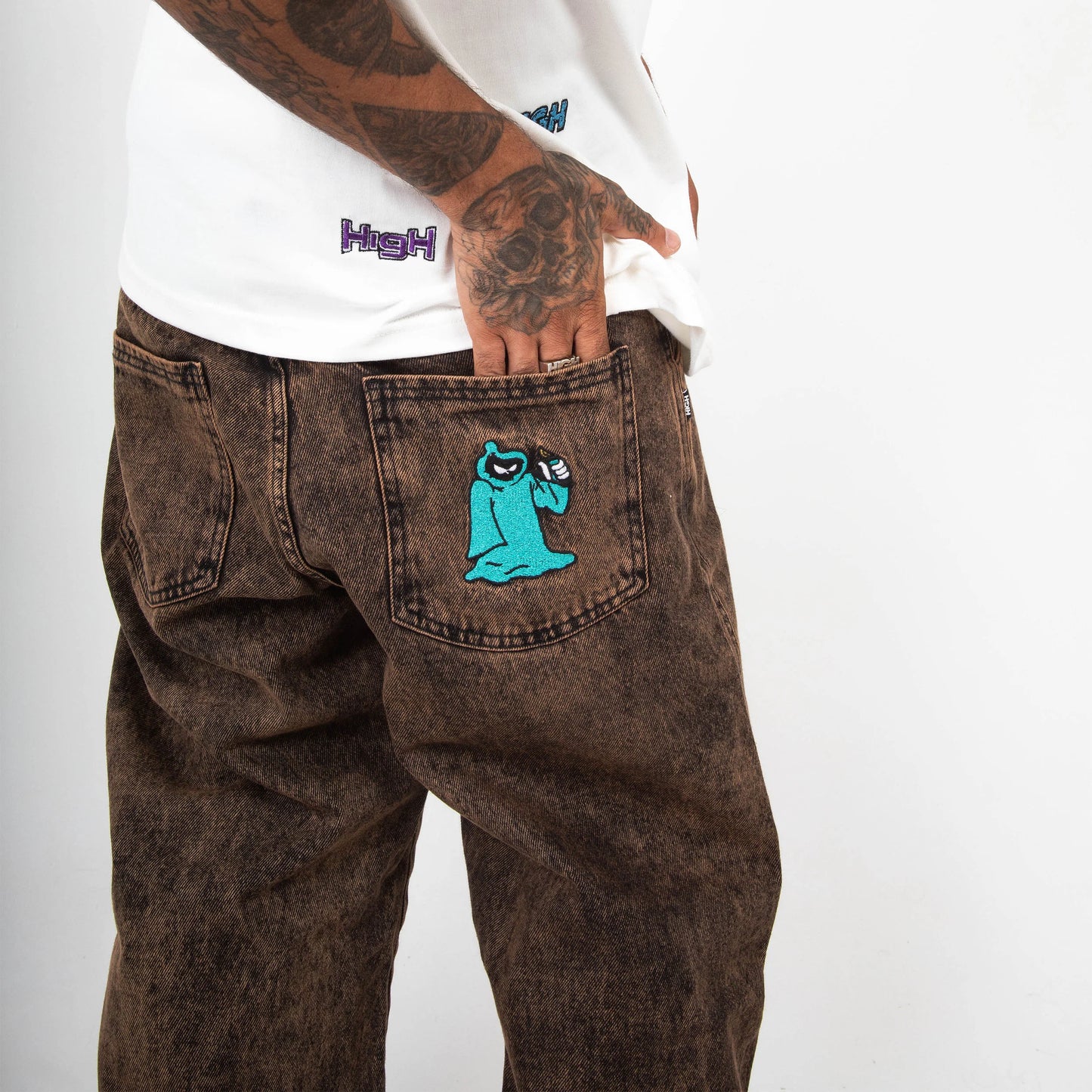 High Company Rust Denim Pants Brown