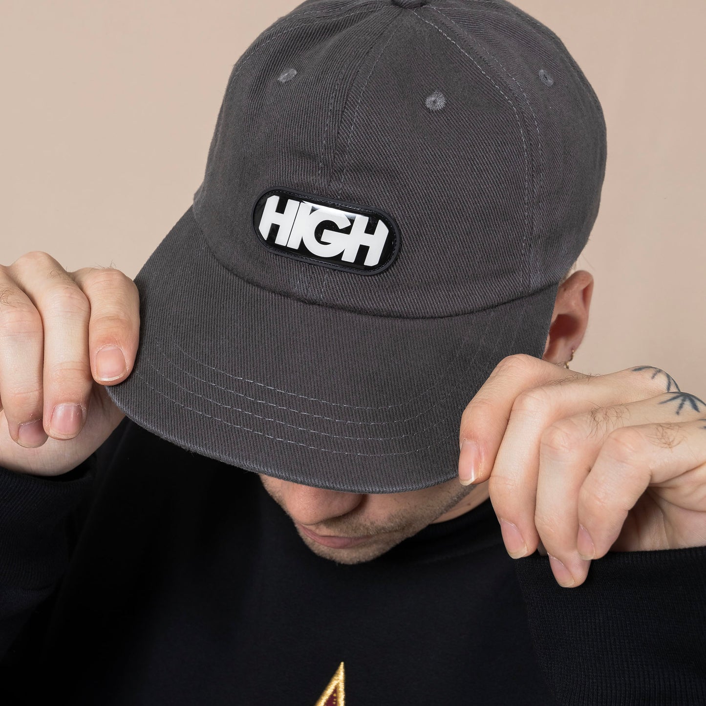 High Company Bleached 6 Panel Grey