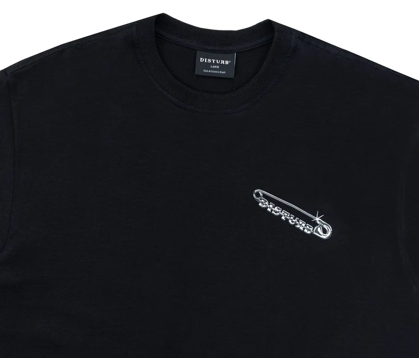 Disturb Safety Pin T-Shirt in Black