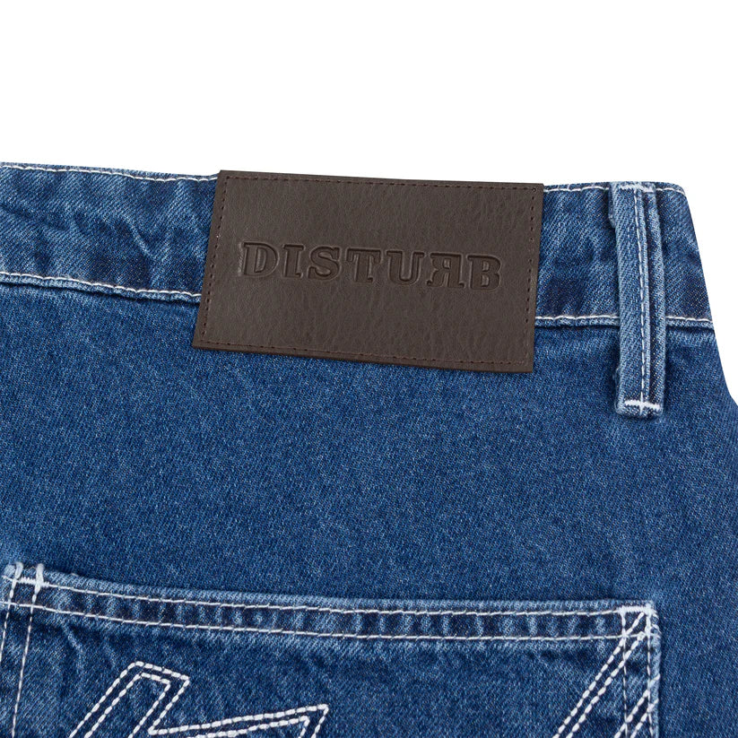 Disturb Faded Denim Pants in Blue