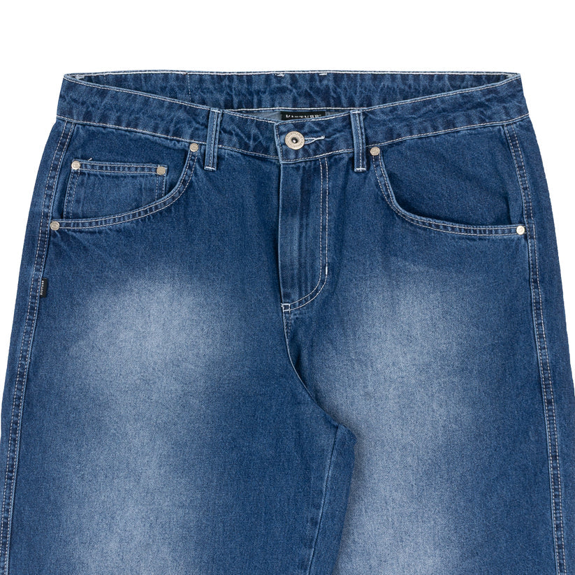 Disturb Faded Denim Pants in Blue