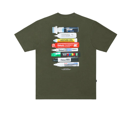 Disturb Essential Markers T-Shirt in Dark Green