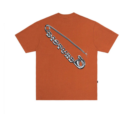 Disturb Safety Pin T-Shirt in Orange