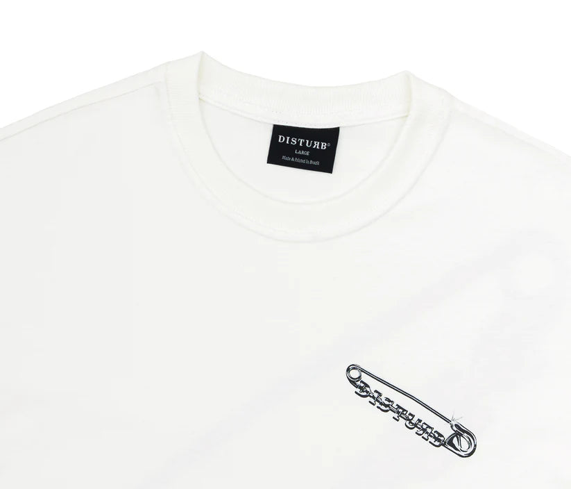 Disturb Safety Pin T-Shirt in Off-White