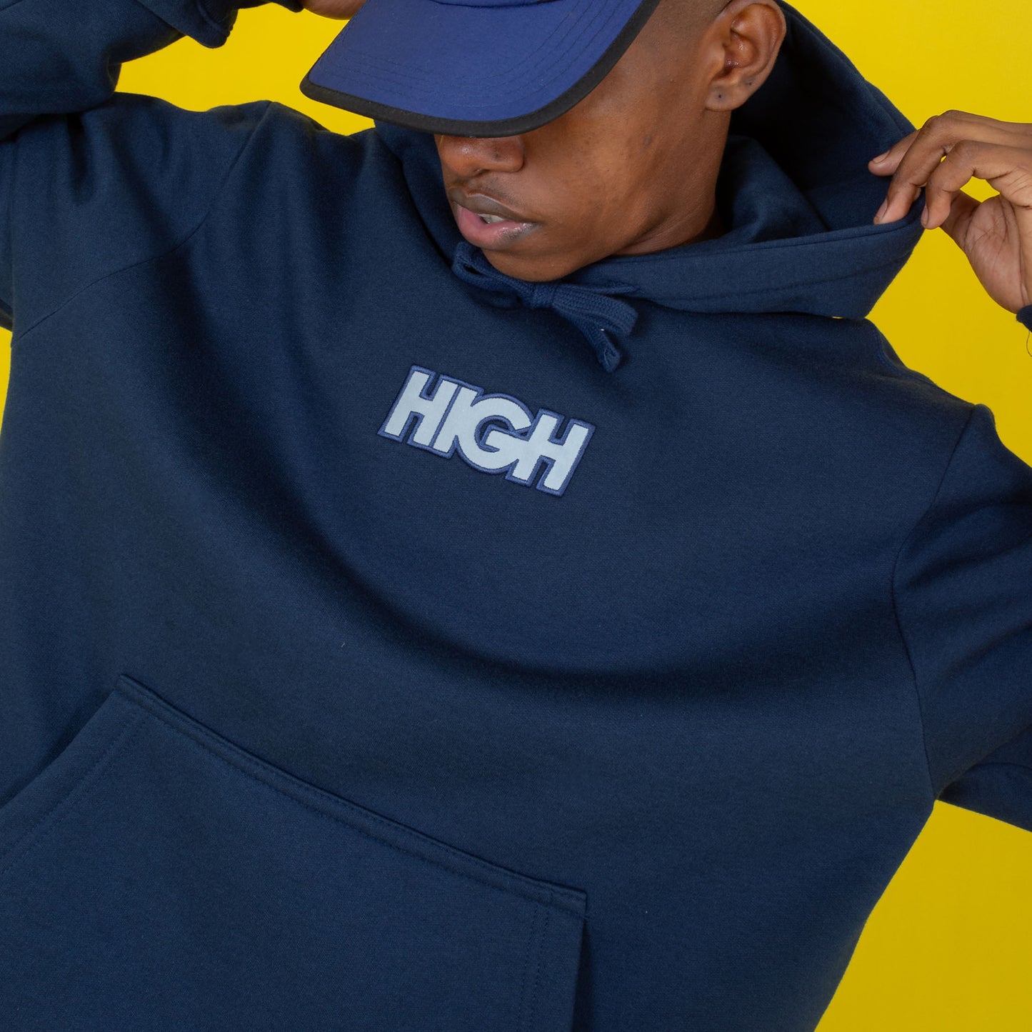 High Company Reflective Hoodie Logo Navy