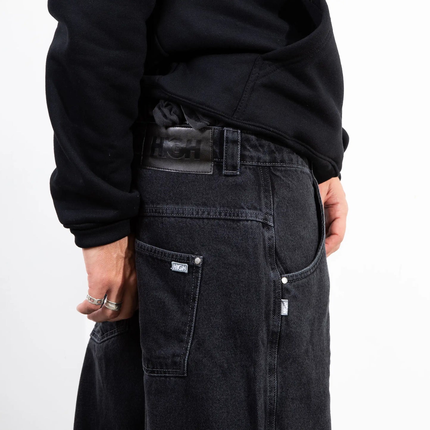 High Company Denim Pants H-Line Washed Black