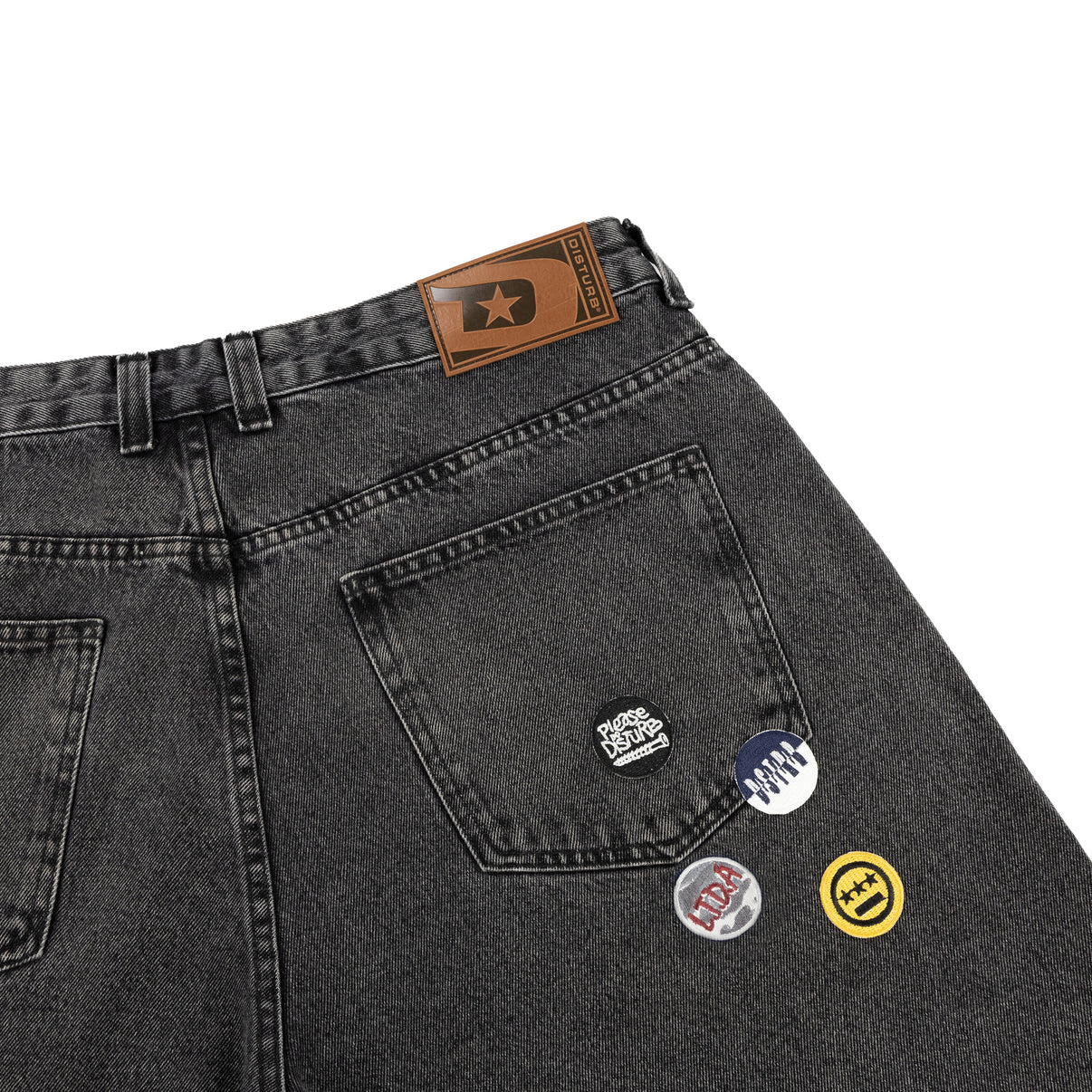 Disturb Shorts Jeans Pins Preto