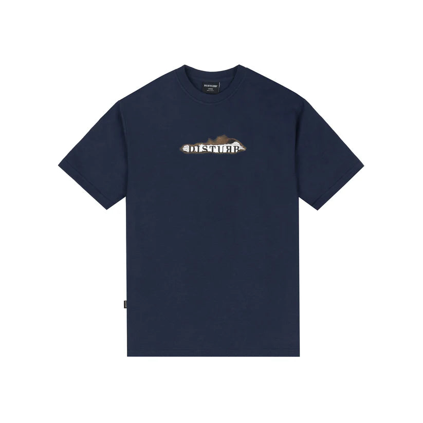Disturb Logo News T-Shirt in Navy