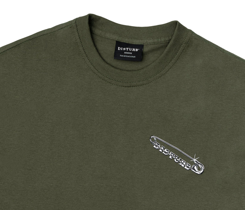 Disturb Safety Pin T-Shirt in Dark Green