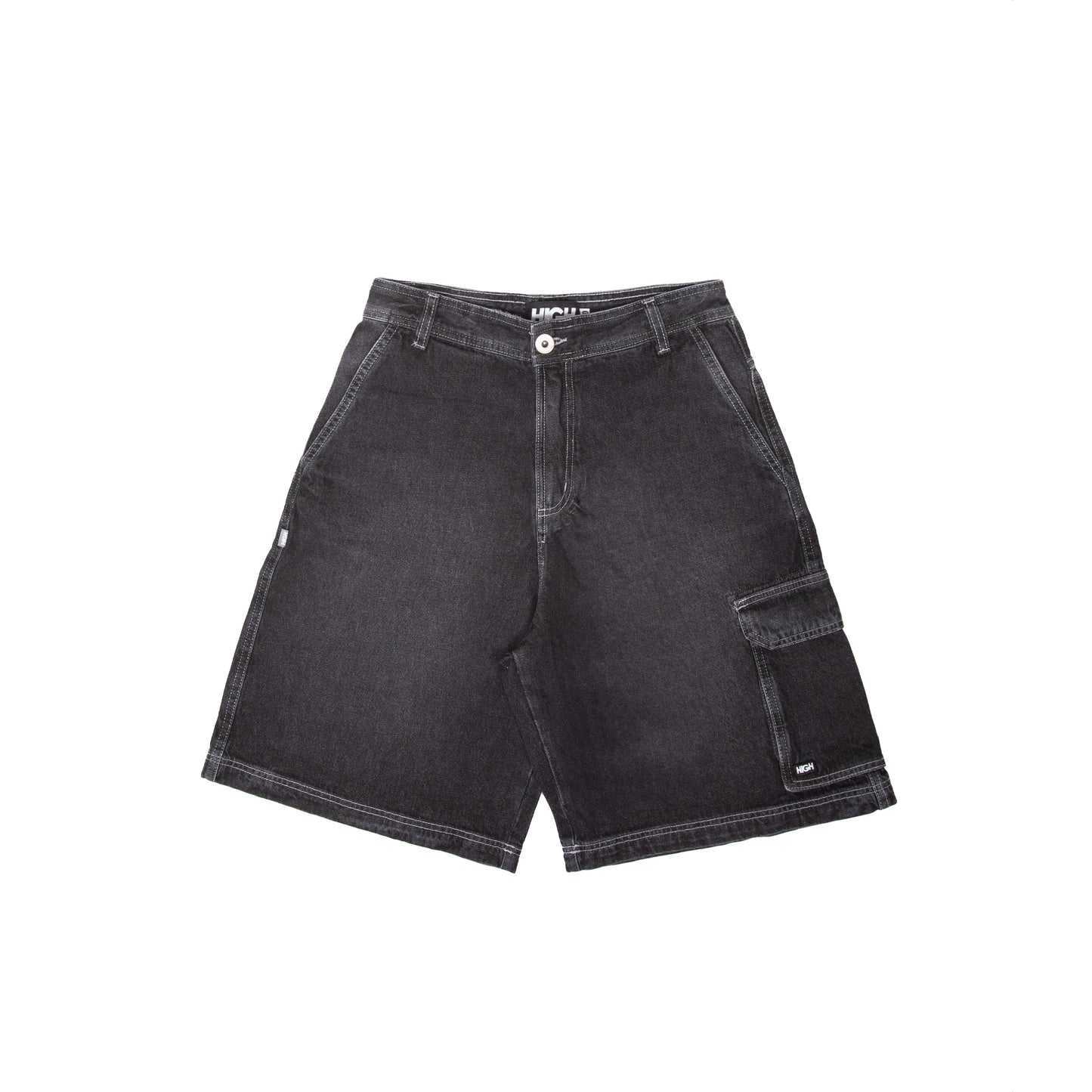 High Company Faded Denim Shorts Black