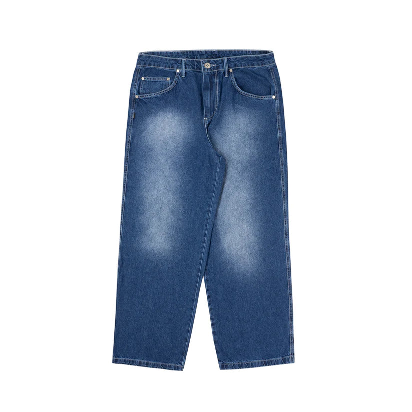 Disturb Faded Denim Pants in Blue