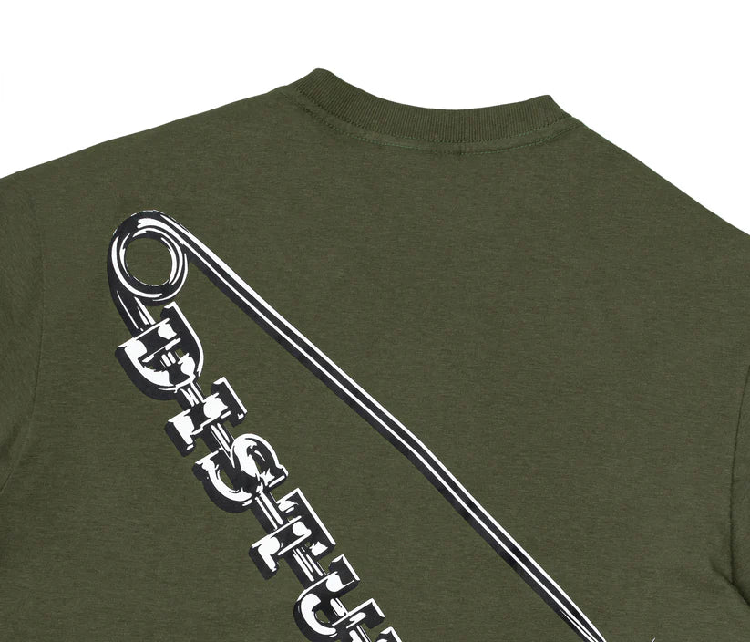 Disturb Safety Pin T-Shirt in Dark Green