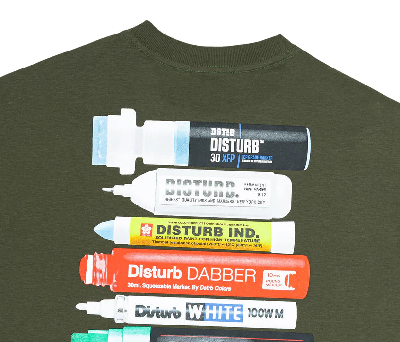 Disturb Essential Markers T-Shirt in Dark Green