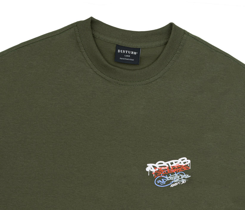 Disturb Essential Markers T-Shirt in Dark Green