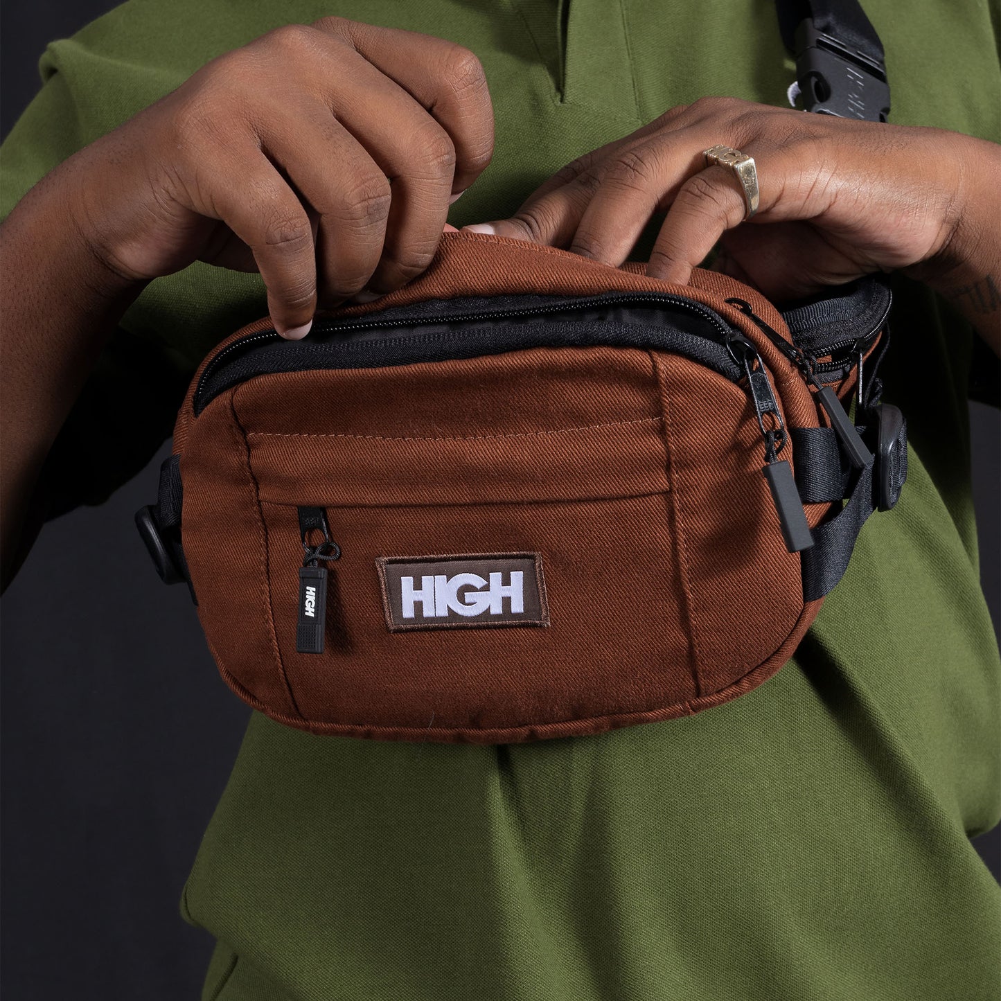 High Company Overdyed Denim Waist Bag Brown