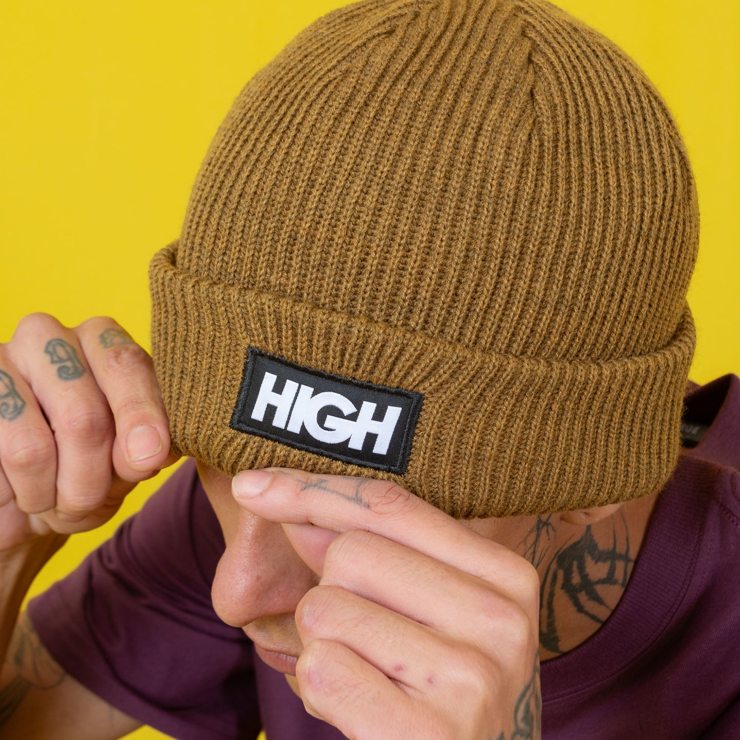 High Company Knitted Beanie Khaki