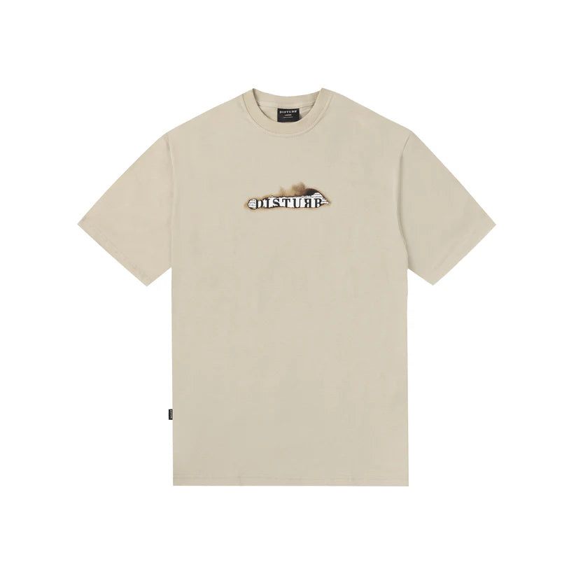 Disturb Logo News T-Shirt in Beige