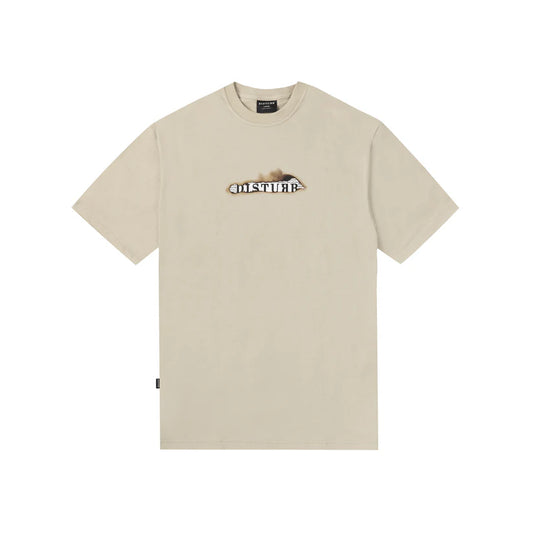Disturb Logo News T-Shirt in Beige