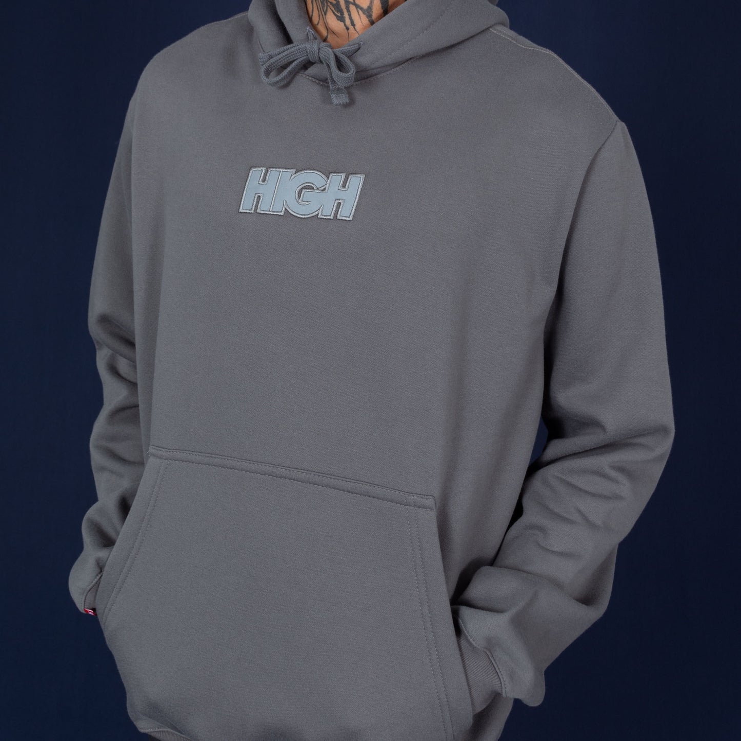 High Company Reflective Hoodie Logo Dark Grey