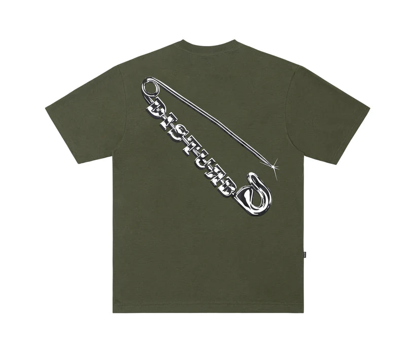 Disturb Safety Pin T-Shirt in Dark Green