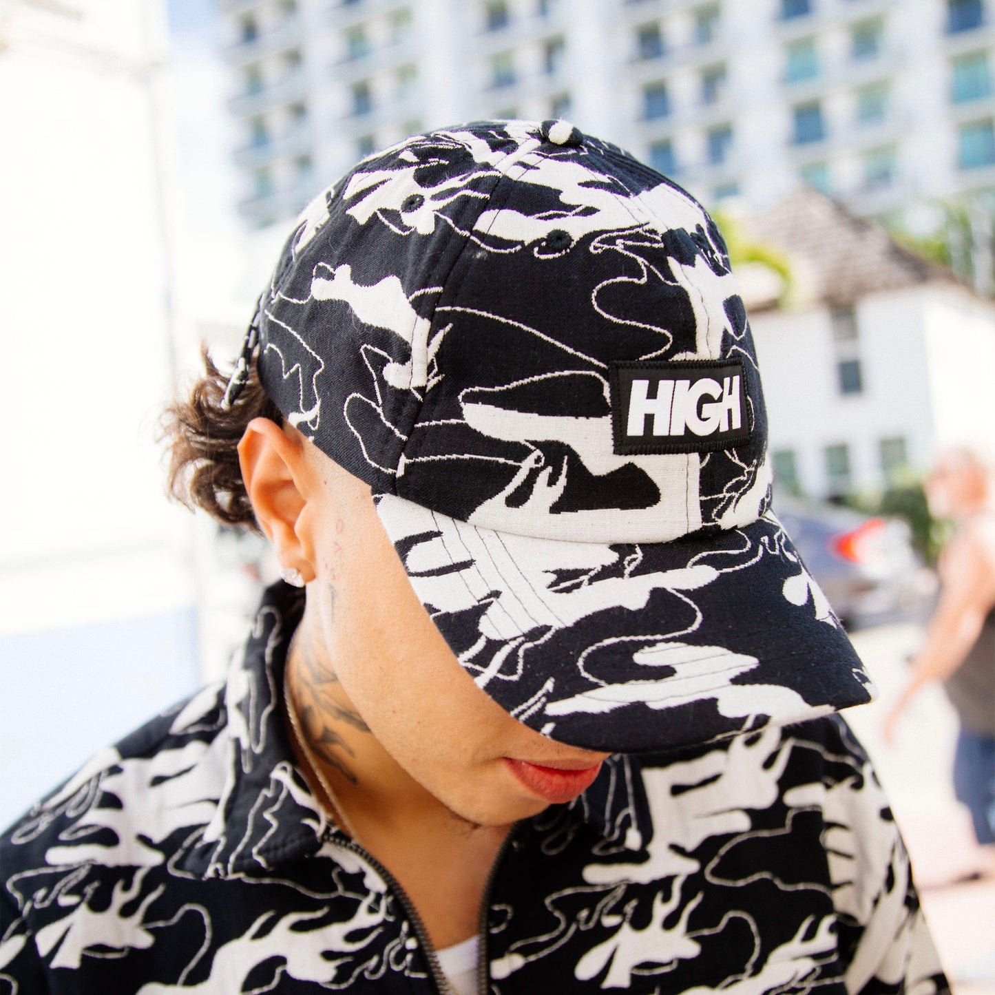 High Company Camo Jacquard Polo Hat Black