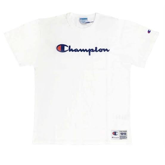 Champion Tee Script Patch Logo Branca